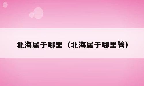 北海属于哪里（北海属于哪里管）