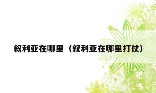 叙利亚在哪里（叙利亚在哪里打仗）