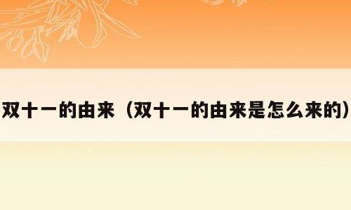 双十一的由来（双十一的由来是怎么来的）