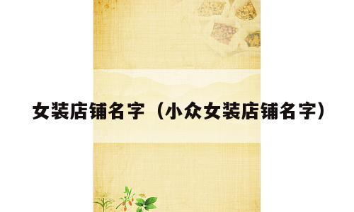 女装店铺名字（小众女装店铺名字）