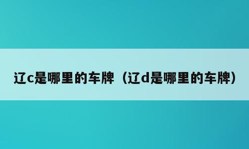 辽c是哪里的车牌（辽d是哪里的车牌）
