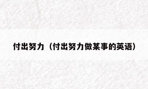 付出努力（付出努力做某事的英语）