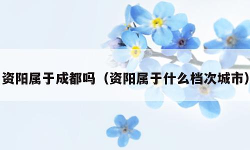 资阳属于成都吗（资阳属于什么档次城市）