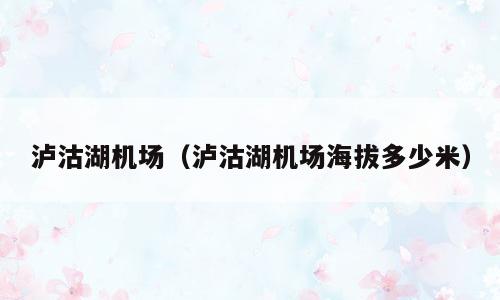 泸沽湖机场（泸沽湖机场海拔多少米）