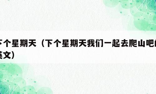 下个星期天（下个星期天我们一起去爬山吧的英文）