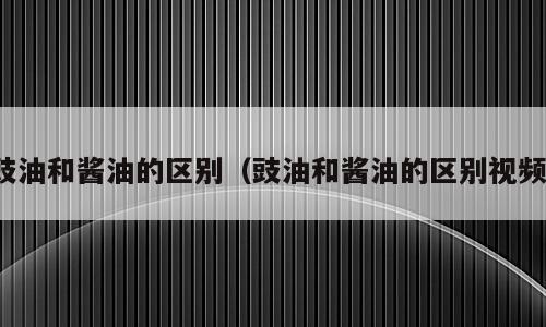豉油和酱油的区别（豉油和酱油的区别视频）