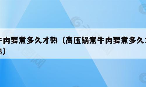 牛肉要煮多久才熟（高压锅煮牛肉要煮多久才熟）