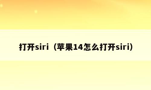 打开siri（苹果14怎么打开siri）