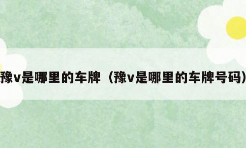 豫v是哪里的车牌（豫v是哪里的车牌号码）