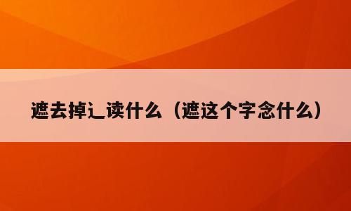 遮去掉辶读什么（遮这个字念什么）