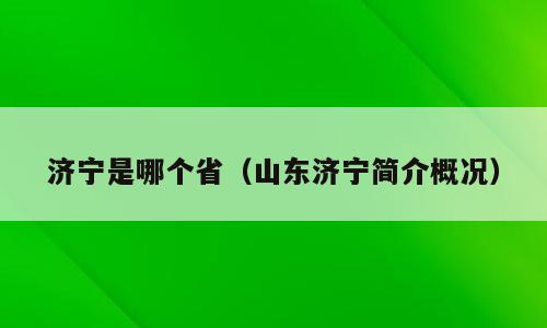 济宁是哪个省（山东济宁简介概况）