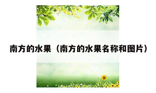 南方的水果（南方的水果名称和图片）