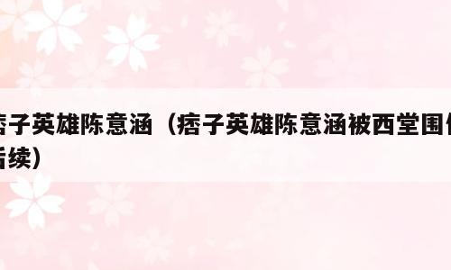 痞子英雄陈意涵（痞子英雄陈意涵被西堂围住后续）