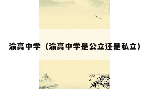 渝高中学（渝高中学是公立还是私立）