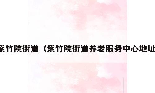 紫竹院街道（紫竹院街道养老服务中心地址）