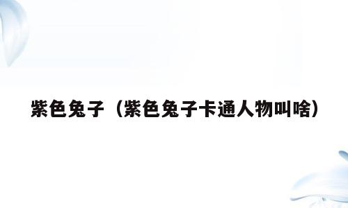 紫色兔子（紫色兔子卡通人物叫啥）