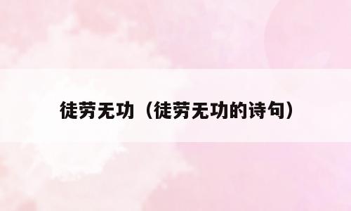 徒劳无功（徒劳无功的诗句）