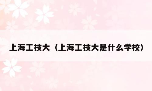 上海工技大（上海工技大是什么学校）