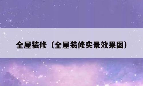 全屋装修（全屋装修实景效果图）