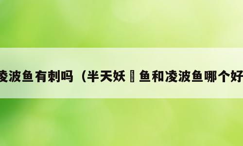 凌波鱼有刺吗（半天妖鮰鱼和凌波鱼哪个好）