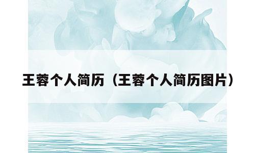 王蓉个人简历（王蓉个人简历图片）