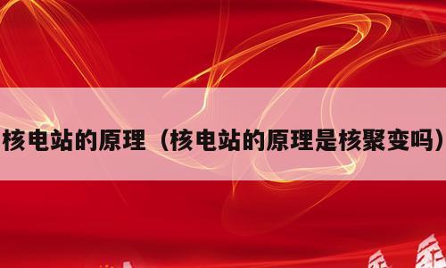 核电站的原理（核电站的原理是核聚变吗）