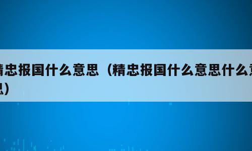 精忠报国什么意思（精忠报国什么意思什么意思）