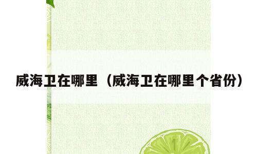 威海卫在哪里（威海卫在哪里个省份）