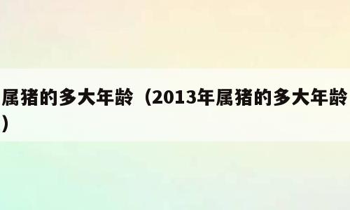 属猪的多大年龄（2013年属猪的多大年龄）