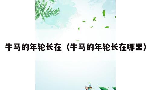 牛马的年轮长在（牛马的年轮长在哪里）