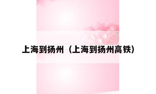上海到扬州（上海到扬州高铁）