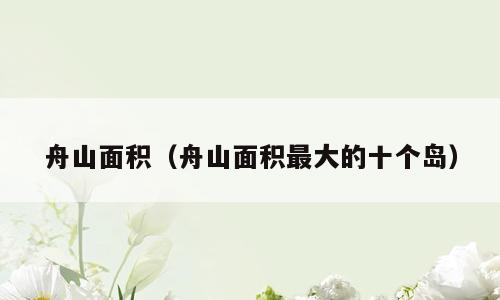 舟山面积（舟山面积最大的十个岛）