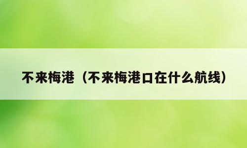 不来梅港（不来梅港口在什么航线）