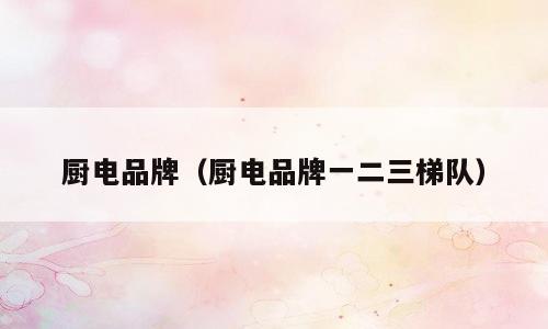 厨电品牌（厨电品牌一二三梯队）