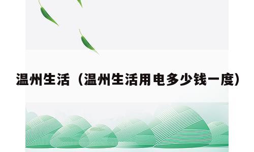 温州生活（温州生活用电多少钱一度）