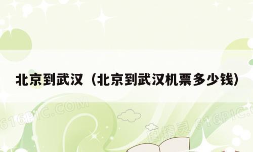 北京到武汉（北京到武汉机票多少钱）