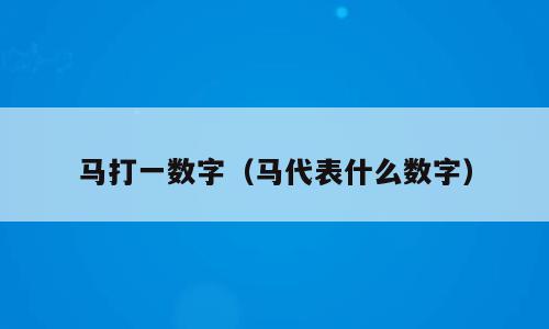 马打一数字（马代表什么数字）