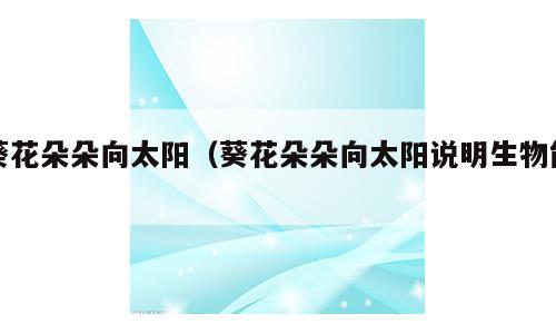 葵花朵朵向太阳（葵花朵朵向太阳说明生物能）