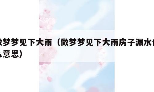 做梦梦见下大雨（做梦梦见下大雨房子漏水什么意思）