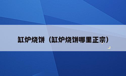 缸炉烧饼（缸炉烧饼哪里正宗）