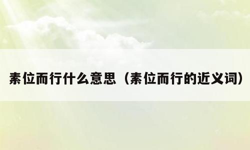素位而行什么意思（素位而行的近义词）