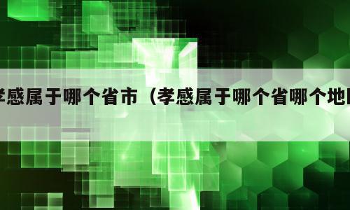 孝感属于哪个省市（孝感属于哪个省哪个地区）