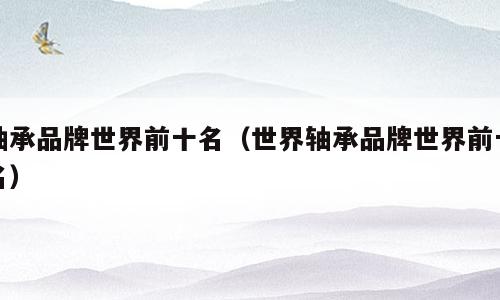 轴承品牌世界前十名（世界轴承品牌世界前十名）
