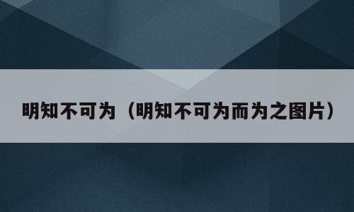 明知不可为（明知不可为而为之图片）