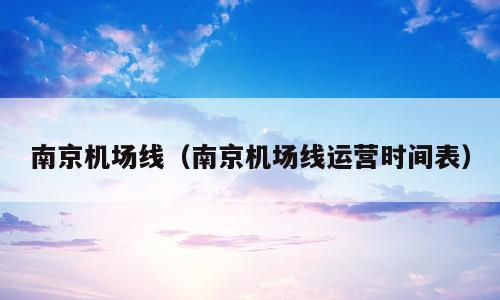 南京机场线（南京机场线运营时间表）