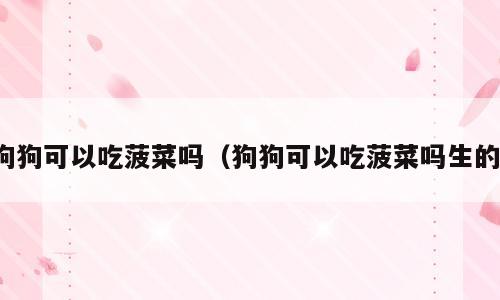 狗狗可以吃菠菜吗（狗狗可以吃菠菜吗生的）