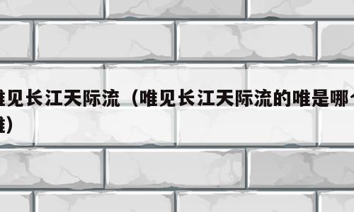 唯见长江天际流（唯见长江天际流的唯是哪个唯）