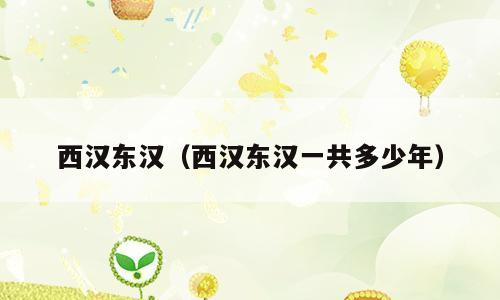 西汉东汉（西汉东汉一共多少年）