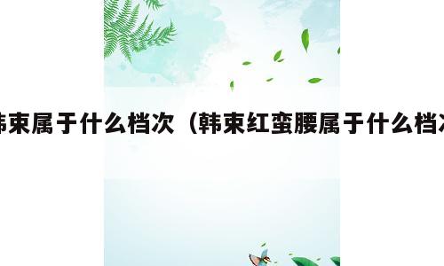 韩束属于什么档次（韩束红蛮腰属于什么档次）