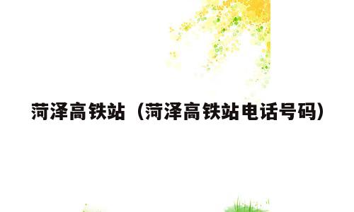 菏泽高铁站（菏泽高铁站电话号码）